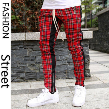 Scottish Style Plaid Sweatpants Men Street Fashion Trousers Casual Sports Joggers Pants aidase-shop